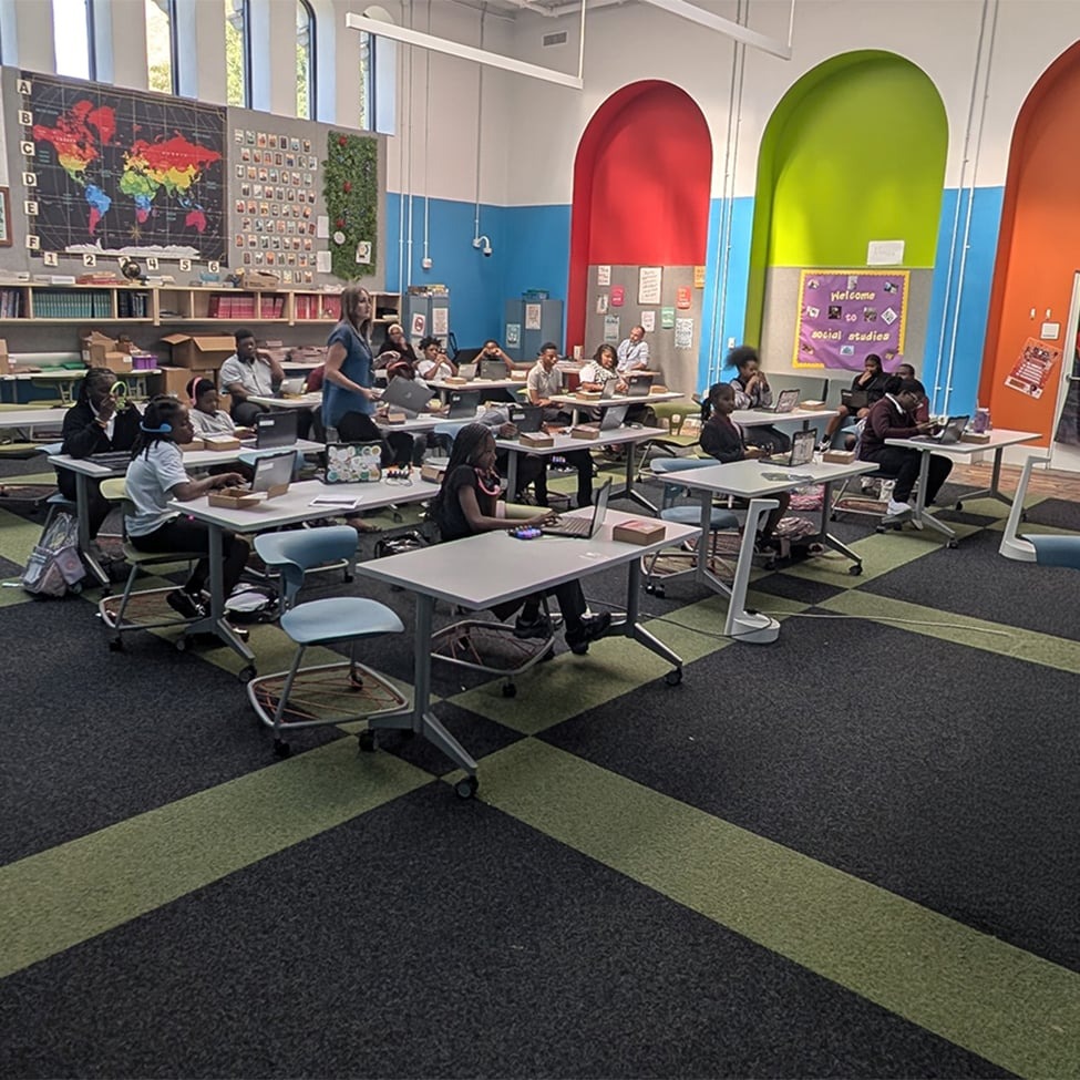 MACS Middle School class in session a MuseumLab.